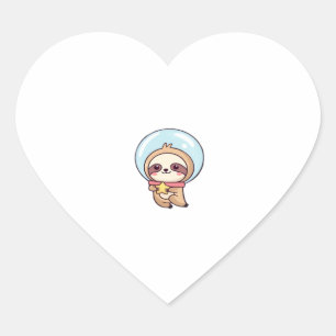 Kawaii Chibi Sloth Astronaut � Cute Space Sloth Ca Heart Sticker