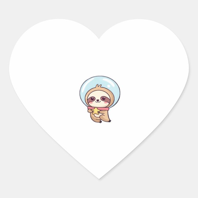 Kawaii Chibi Sloth Astronaut � Cute Space Sloth Ca Heart Sticker (Front)