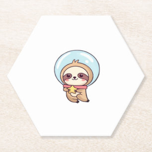 Kawaii Chibi Sloth Astronaut � Cute Space Sloth Ca Paper Coaster