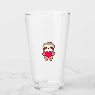 Kawaii Chibi Sloth Hugging Heart � Cute Adorable S Glass