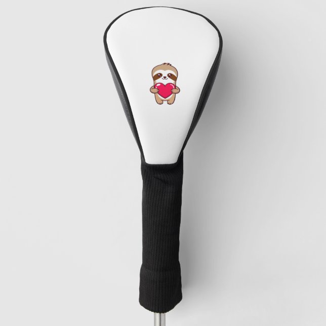 Kawaii Chibi Sloth Hugging Heart � Cute Adorable S Golf Head Cover (Front)
