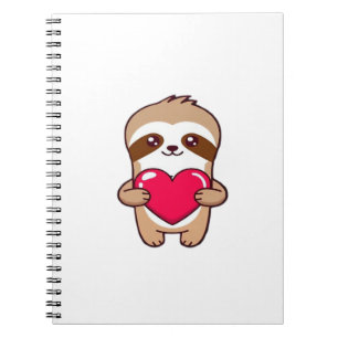 Kawaii Chibi Sloth Hugging Heart � Cute Adorable S Notebook