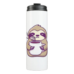 Kawaii Chibi Sloth with Coffee Mug � Cute Sleepy A