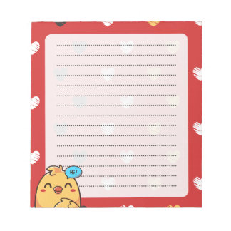 Kawaii Chick with Hearts Notepad