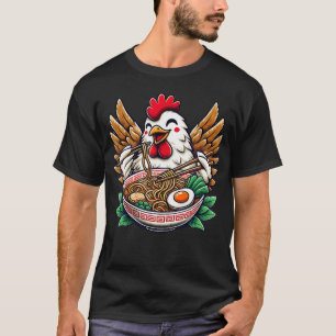 Kawaii Chicken Eating Ramen Noodles T-Shirt