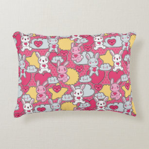 Kawaii Child Pattern with Cute Doodles 2 Decorative Cushion