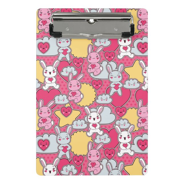 Kawaii Child Pattern with Cute Doodles 2 Mini Clipboard (Front)