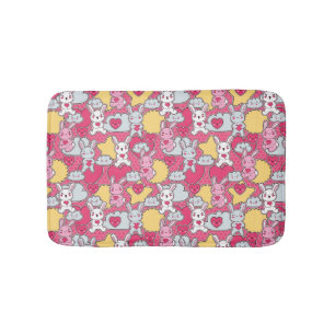 Kawaii Child Pattern with Cute Doodles Bath Mat
