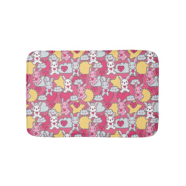 Kawaii Child Pattern with Cute Doodles Bath Mat (Front)