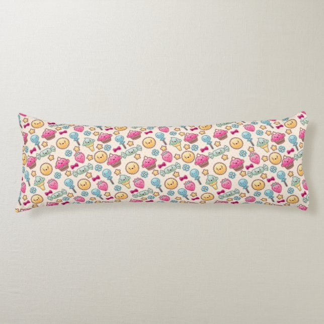 Kawaii child pattern with cute doodles body cushion (Front)