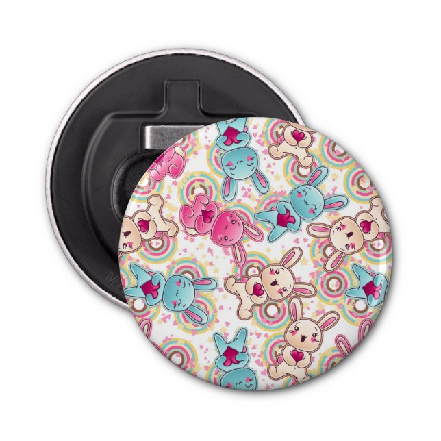 Kawaii Child Pattern with Cute Doodles Bottle Opener (Front)