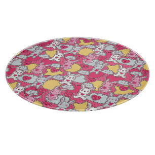Kawaii Child Pattern with Cute Doodles Cutting Board