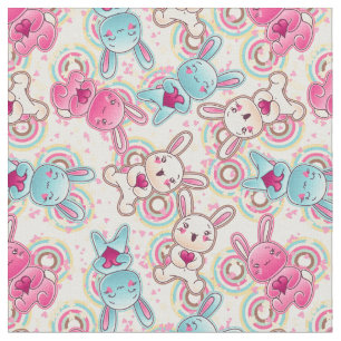 Kawaii Child Pattern with Cute Doodles Fabric