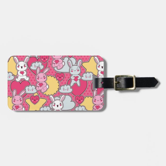 Kawaii Child Pattern with Cute Doodles Luggage Tag (Front Horizontal)