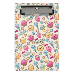 Kawaii child pattern with cute doodles mini clipboard