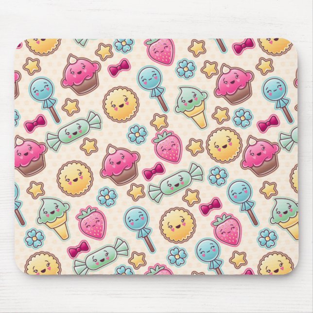 Kawaii child pattern with cute doodles mouse mat (Front)