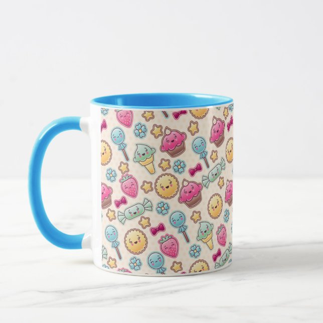 Kawaii child pattern with cute doodles mug (Left)