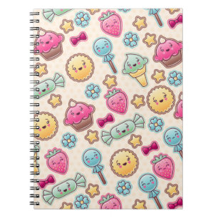 Kawaii child pattern with cute doodles notebook