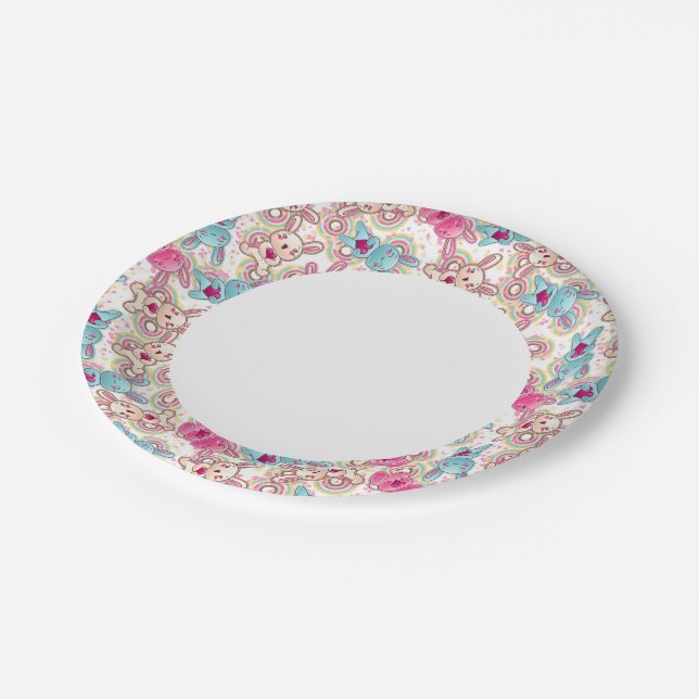 Kawaii Child Pattern with Cute Doodles Paper Plate (Angled)