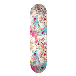 Kawaii Child Pattern with Cute Doodles Skateboard