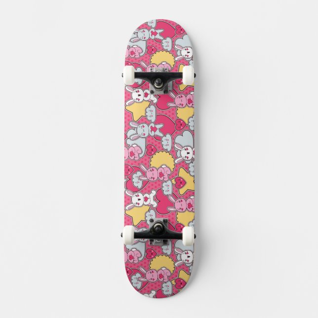 Kawaii Child Pattern with Cute Doodles Skateboard (Front)