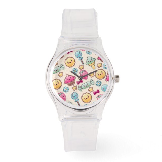 Kawaii child pattern with cute doodles watch (Front)