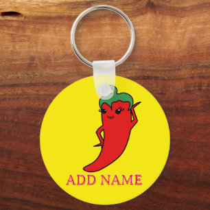 Kawaii Chilli Pepper Diva Custom Key Ring