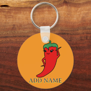 Kawaii Chilli Pepper Diva Custom Key Ring