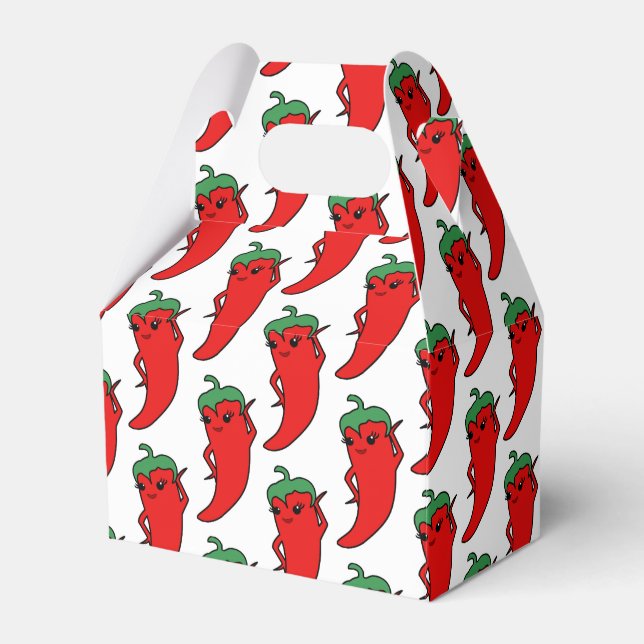 Kawaii Chilli Pepper Drawing Pattern Favour Box (Front Side)