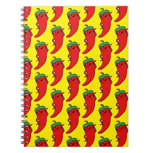 Kawaii Chilli Pepper Drawing Pattern Notebook