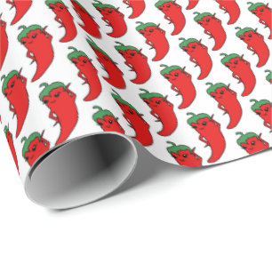 Kawaii Chilli Pepper Drawing Wrapping Paper