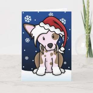 Kawaii Chinese Crested Christmas Card