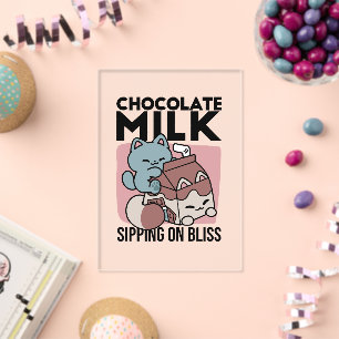 Kawaii Chocolate Milk Cat – Cosy Drink & Cuteness  Acrylic Invitations