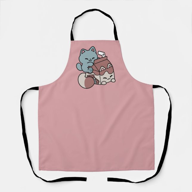 Kawaii Chocolate Milk Cat – Cozy Drink & Cuteness  Apron (Front)
