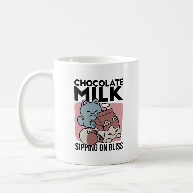 Kawaii Chocolate Milk Cat – Cozy Drink & Cuteness  Coffee Mug (Left)