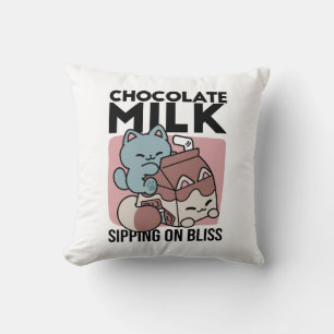 Kawaii Chocolate Milk Cat – Cozy Drink & Cuteness  Cushion