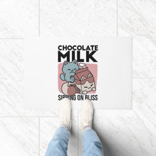 Kawaii Chocolate Milk Cat – Cozy Drink & Cuteness Doormat