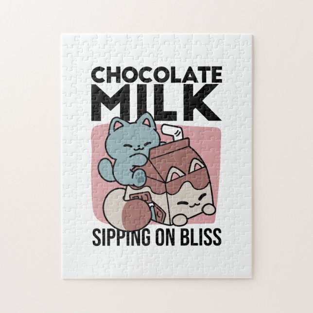 Kawaii Chocolate Milk Cat – Cozy Drink & Cuteness  Jigsaw Puzzle (Vertical)