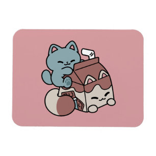 Kawaii Chocolate Milk Cat – Cozy Drink & Cuteness Magnet