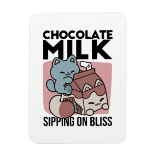 Kawaii Chocolate Milk Cat – Cozy Drink & Cuteness Magnet