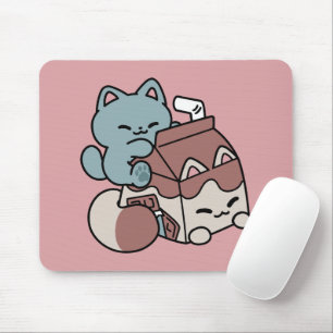Kawaii Chocolate Milk Cat – Cozy Drink & Cuteness Mouse Mat