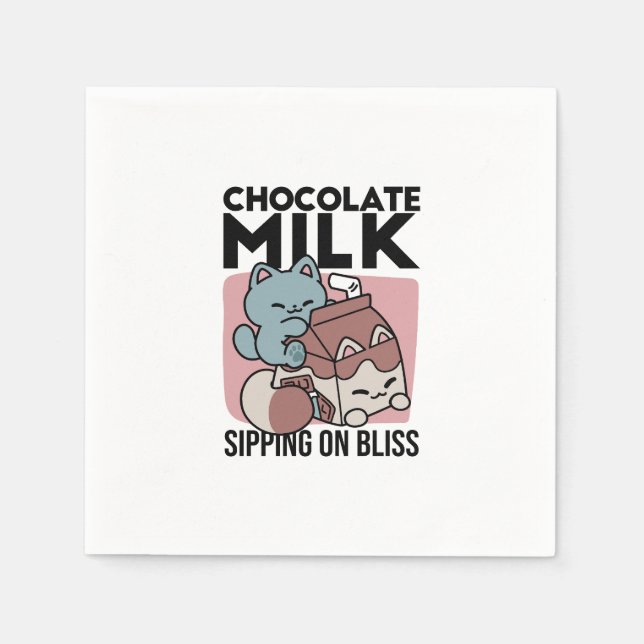 Kawaii Chocolate Milk Cat – Cozy Drink & Cuteness  Napkin (Front)