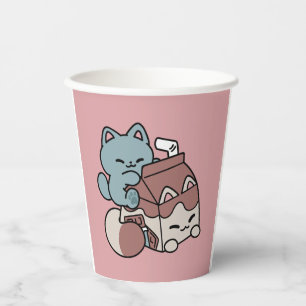 Kawaii Chocolate Milk Cat – Cozy Drink & Cuteness  Paper Cups