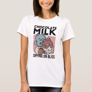 Kawaii Chocolate Milk Cat – Cozy Drink & Cuteness  T-Shirt