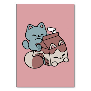 Kawaii Chocolate Milk Cat – Cozy Drink & Cuteness Table Number