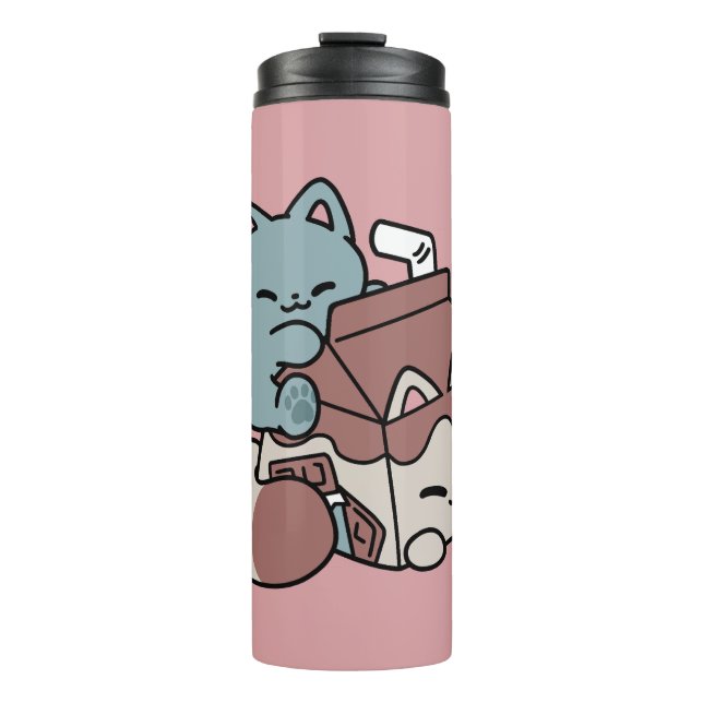 Kawaii Chocolate Milk Cat – Cozy Drink & Cuteness  Thermal Tumbler (Front)