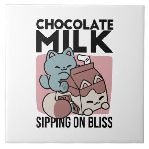 Kawaii Chocolate Milk Cat – Cozy Drink & Cuteness Tile
