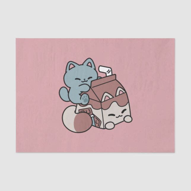 Kawaii Chocolate Milk Cat – Cozy Drink & Cuteness  Tissue Paper (Front)