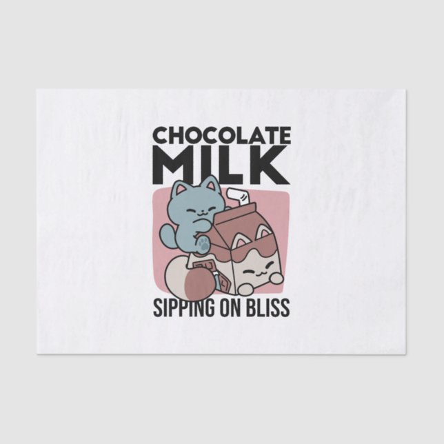 Kawaii Chocolate Milk Cat – Cozy Drink & Cuteness  Tissue Paper (Front)