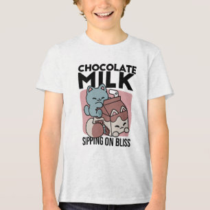 Kawaii Chocolate Milk Cat – Cozy Drink & Cuteness  Tri-Blend Shirt